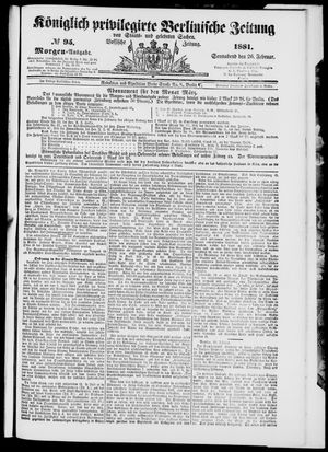 Königlich privilegirte Berlinische Zeitung von Staats- und gelehrten Sachen vom 26.02.1881