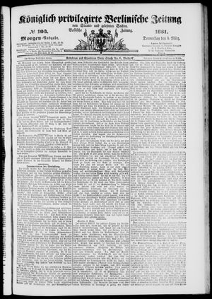 Königlich privilegirte Berlinische Zeitung von Staats- und gelehrten Sachen vom 03.03.1881