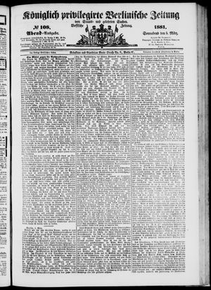 Königlich privilegirte Berlinische Zeitung von Staats- und gelehrten Sachen vom 05.03.1881