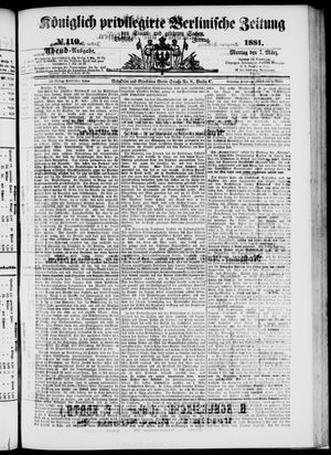 Königlich privilegirte Berlinische Zeitung von Staats- und gelehrten Sachen vom 07.03.1881