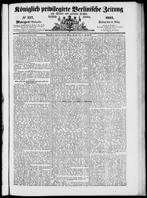 Königlich privilegirte Berlinische Zeitung von Staats- und gelehrten Sachen vom 11.03.1881