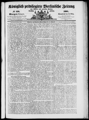 Königlich privilegirte Berlinische Zeitung von Staats- und gelehrten Sachen vom 12.03.1881