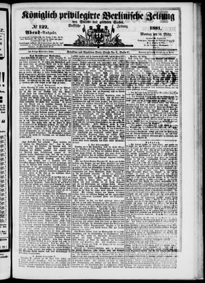 Königlich privilegirte Berlinische Zeitung von Staats- und gelehrten Sachen on Mar 14, 1881