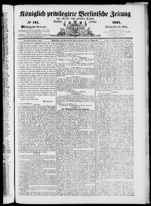 Königlich privilegirte Berlinische Zeitung von Staats- und gelehrten Sachen vom 25.03.1881