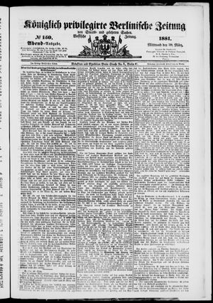 Königlich privilegirte Berlinische Zeitung von Staats- und gelehrten Sachen vom 30.03.1881