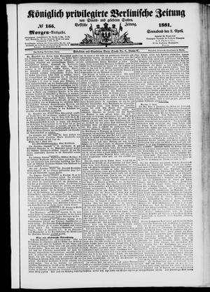 Königlich privilegirte Berlinische Zeitung von Staats- und gelehrten Sachen vom 02.04.1881
