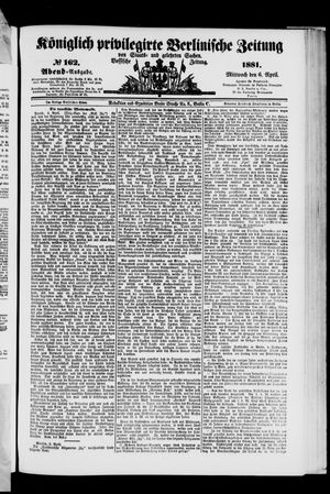 Königlich privilegirte Berlinische Zeitung von Staats- und gelehrten Sachen vom 06.04.1881