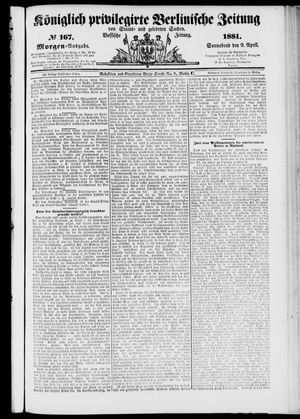 Königlich privilegirte Berlinische Zeitung von Staats- und gelehrten Sachen on Apr 9, 1881
