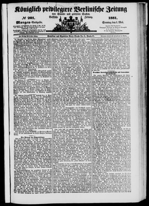 Königlich privilegirte Berlinische Zeitung von Staats- und gelehrten Sachen vom 01.05.1881