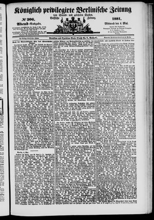 Königlich privilegirte Berlinische Zeitung von Staats- und gelehrten Sachen vom 04.05.1881
