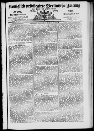 Königlich privilegirte Berlinische Zeitung von Staats- und gelehrten Sachen on May 5, 1881
