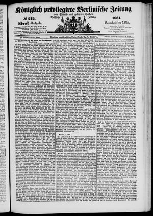 Königlich privilegirte Berlinische Zeitung von Staats- und gelehrten Sachen vom 07.05.1881