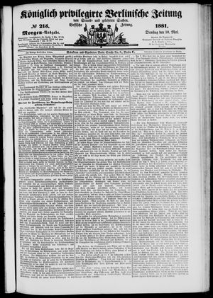 Königlich privilegirte Berlinische Zeitung von Staats- und gelehrten Sachen vom 10.05.1881