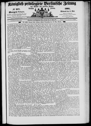 Königlich privilegirte Berlinische Zeitung von Staats- und gelehrten Sachen vom 11.05.1881