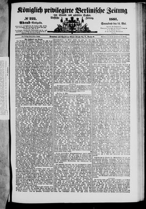 Königlich privilegirte Berlinische Zeitung von Staats- und gelehrten Sachen vom 14.05.1881