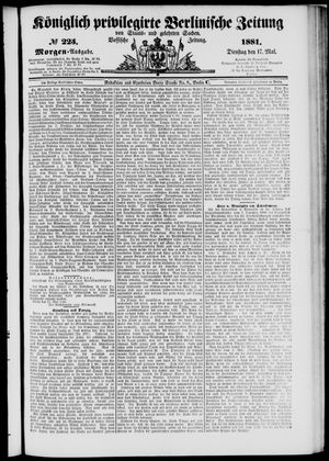 Königlich privilegirte Berlinische Zeitung von Staats- und gelehrten Sachen vom 17.05.1881