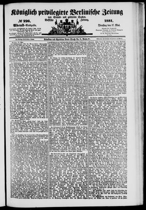 Königlich privilegirte Berlinische Zeitung von Staats- und gelehrten Sachen vom 17.05.1881