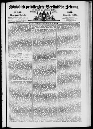 Königlich privilegirte Berlinische Zeitung von Staats- und gelehrten Sachen vom 18.05.1881