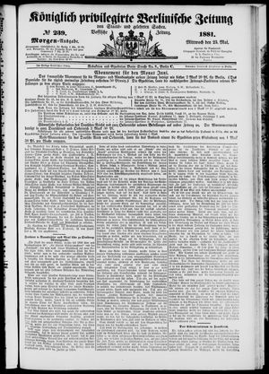 Königlich privilegirte Berlinische Zeitung von Staats- und gelehrten Sachen vom 25.05.1881