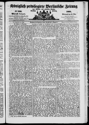 Königlich privilegirte Berlinische Zeitung von Staats- und gelehrten Sachen vom 25.05.1881