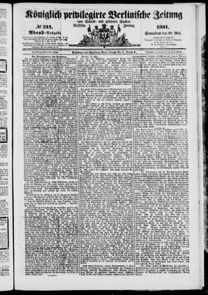 Königlich privilegirte Berlinische Zeitung von Staats- und gelehrten Sachen vom 28.05.1881
