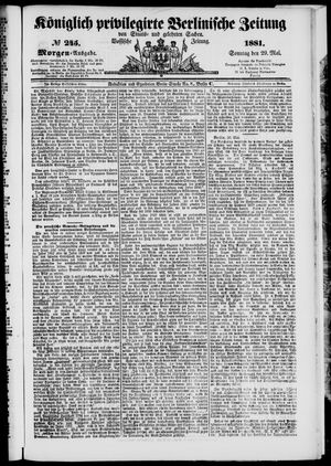 Königlich privilegirte Berlinische Zeitung von Staats- und gelehrten Sachen vom 29.05.1881
