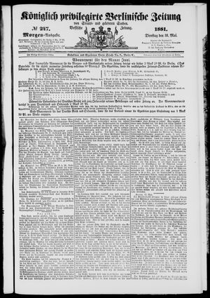 Königlich privilegirte Berlinische Zeitung von Staats- und gelehrten Sachen vom 31.05.1881