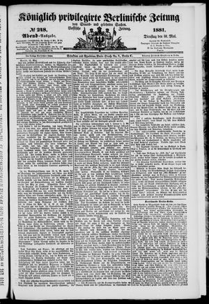 Königlich privilegirte Berlinische Zeitung von Staats- und gelehrten Sachen vom 31.05.1881