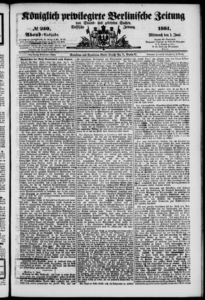 Königlich privilegirte Berlinische Zeitung von Staats- und gelehrten Sachen vom 01.06.1881