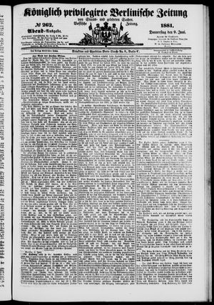 Königlich privilegirte Berlinische Zeitung von Staats- und gelehrten Sachen vom 09.06.1881