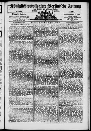 Königlich privilegirte Berlinische Zeitung von Staats- und gelehrten Sachen vom 11.06.1881
