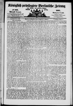 Königlich privilegirte Berlinische Zeitung von Staats- und gelehrten Sachen vom 13.06.1881