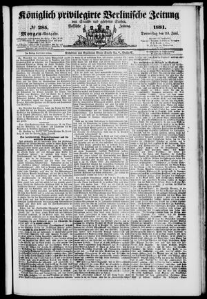 Königlich privilegirte Berlinische Zeitung von Staats- und gelehrten Sachen vom 23.06.1881