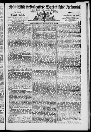Königlich privilegirte Berlinische Zeitung von Staats- und gelehrten Sachen vom 23.06.1881
