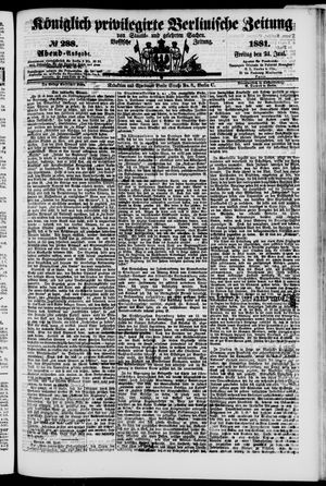 Königlich privilegirte Berlinische Zeitung von Staats- und gelehrten Sachen vom 24.06.1881