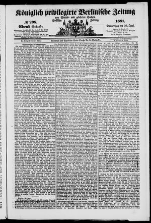 Königlich privilegirte Berlinische Zeitung von Staats- und gelehrten Sachen on Jun 30, 1881