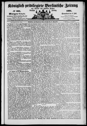 Königlich privilegirte Berlinische Zeitung von Staats- und gelehrten Sachen vom 02.07.1881