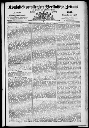 Königlich privilegirte Berlinische Zeitung von Staats- und gelehrten Sachen vom 07.07.1881