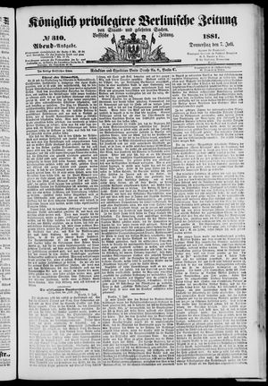 Königlich privilegirte Berlinische Zeitung von Staats- und gelehrten Sachen vom 07.07.1881