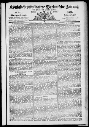 Königlich privilegirte Berlinische Zeitung von Staats- und gelehrten Sachen vom 08.07.1881