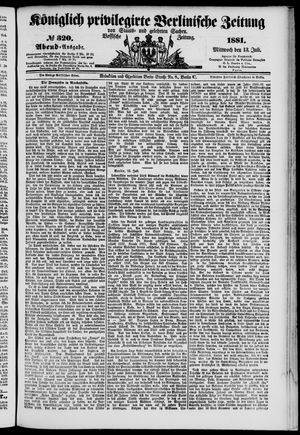 Königlich privilegirte Berlinische Zeitung von Staats- und gelehrten Sachen vom 13.07.1881
