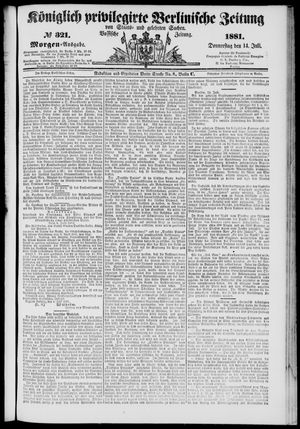 Königlich privilegirte Berlinische Zeitung von Staats- und gelehrten Sachen on Jul 14, 1881
