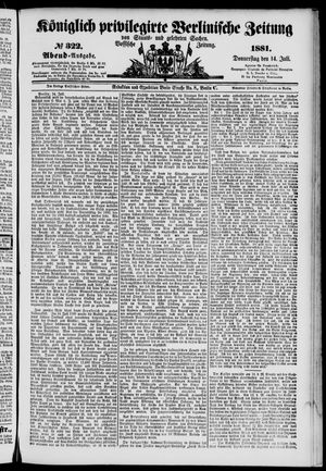 Königlich privilegirte Berlinische Zeitung von Staats- und gelehrten Sachen on Jul 14, 1881