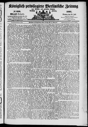 Königlich privilegirte Berlinische Zeitung von Staats- und gelehrten Sachen vom 18.07.1881