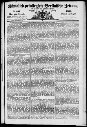 Königlich privilegirte Berlinische Zeitung von Staats- und gelehrten Sachen vom 20.07.1881