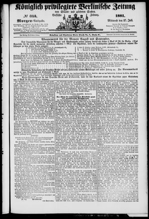 Königlich privilegirte Berlinische Zeitung von Staats- und gelehrten Sachen vom 27.07.1881