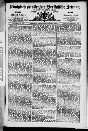 Königlich privilegirte Berlinische Zeitung von Staats- und gelehrten Sachen vom 27.07.1881