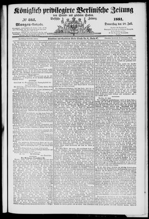 Königlich privilegirte Berlinische Zeitung von Staats- und gelehrten Sachen vom 28.07.1881