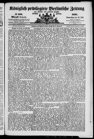 Königlich privilegirte Berlinische Zeitung von Staats- und gelehrten Sachen vom 28.07.1881