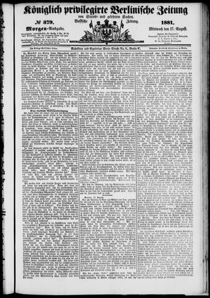 Königlich privilegirte Berlinische Zeitung von Staats- und gelehrten Sachen vom 17.08.1881